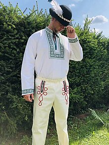 Pánske oblečenie - Pánsky folklórny komplet Jozef v zelenom - 14817916_