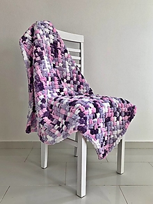 Detský textil - Puffy deka do kočíka 100x80cm fialovo-ružová - 14817084_