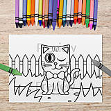 Hračky - Mačička v záhrade omaľovánka - 14817431_