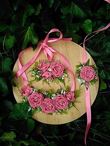 Svadobné pierka - set náramok, hrebienok a náhrdelník v ružovo-lososovej farbe zvýhodnená cena - 14820032_