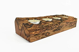 Svietidlá a sviečky - Svietnik pre 4 sviečky - špaltovaný dubový hranol - 14818879_