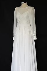 Šaty - Šifónové svadobné šaty s lúčnymi kvetmi v ľudovom štýle - 14819976_
