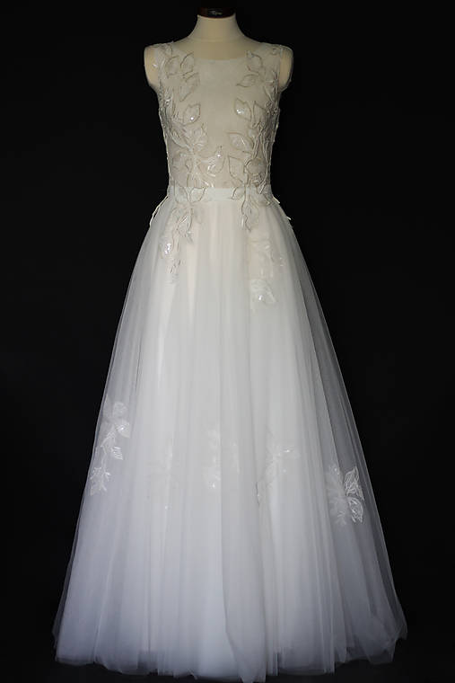 Luxusné kvalitné tylové svadobné šaty z francúzskej krajky