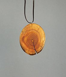 Náhrdelníky - Prívesok drevený na koži - Jabloň kruh 001 - 14820546_