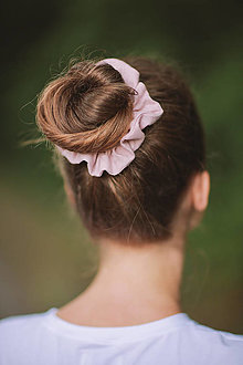Ozdoby do vlasov - Ľanová gumička (Ružová) - 14819950_