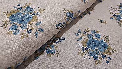 Textil - Látka kytice na režnej (Modré Maxi) - 14824280_