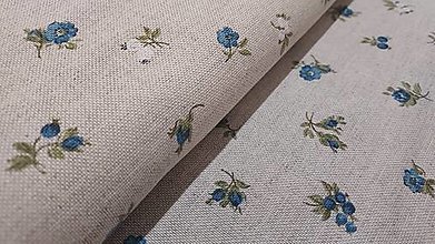 Textil - Látka kytice na režnej (Modré Mini) - 14824287_
