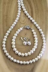 Sady šperkov - perly náhrdelník náramok a náušnice - set - 14823011_