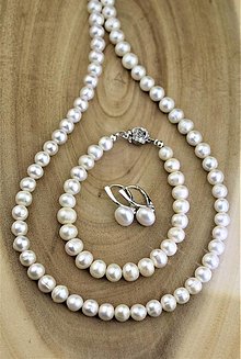 Sady šperkov - perly náhrdelník náramok a náušnice - set - 14823011_