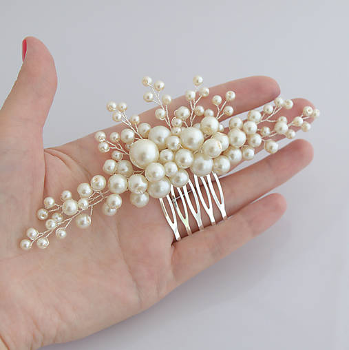 Jednoduchý perlový hrebienok (Ivory svetlá)