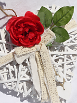 Darčeky pre svadobčanov - Vintage svadobné srdce veľké na dvere Červená ruža - 14824260_