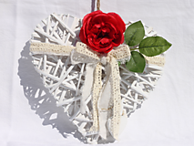Darčeky pre svadobčanov - Vintage svadobné srdce veľké na dvere Červená ruža - 14824299_