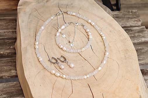 3-dielna súprava šperkov - mesačný kameň, riečna perla