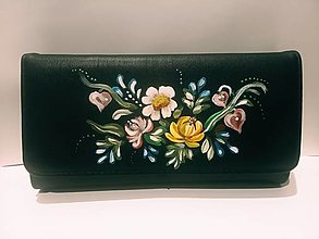Peňaženky - Peňaženka čierna  maľovaná - 14828322_