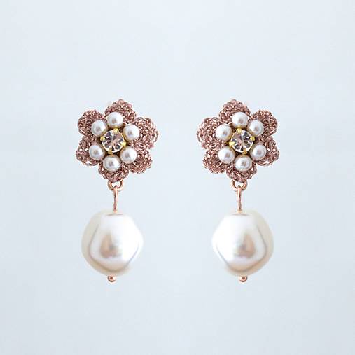 Vintage perlové náušnice (Ag925) (RoseGold)