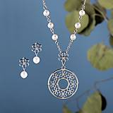 Sady šperkov - Set – náhrdelník Ábelovská margarétka + napichovačky s perlou - 14826956_