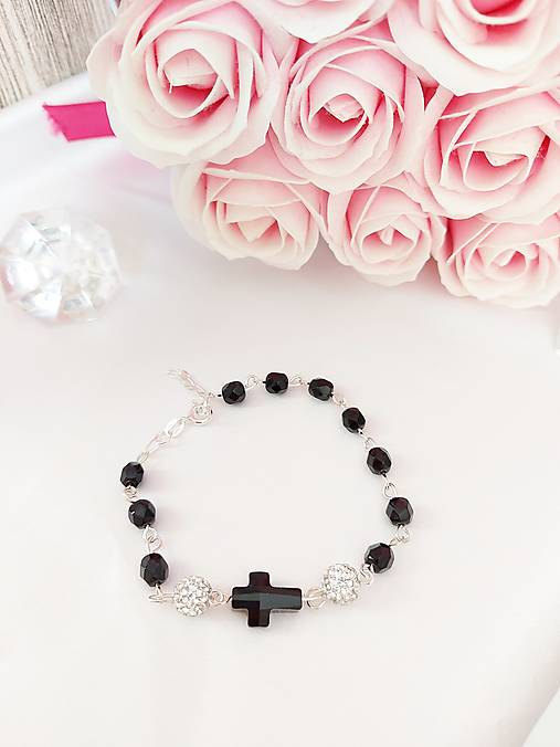 Black Swarovski ruženec 