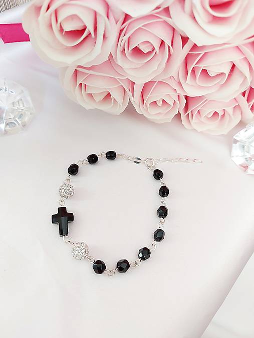 Black Swarovski ruženec 