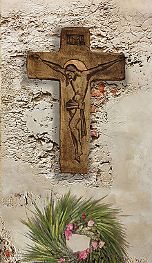 Dekorácie - Kríž, ponorený reliéf - 14828034_