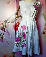 Šaty - PIVONKA - biele maľované ľanové šaty bez rukáva - 14830608_