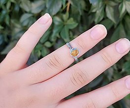 Prstene - strieborný drôtikový prsteň s citrínom - 14829924_