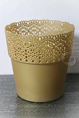 Iný materiál - Dušičky-nádoba na dekorácie zlatá, plast - 14832263_