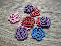 Polotovary - Drevený výrez kvet, ruža 2,5 cm - výber z viac farieb, 1 ks (fialová) - 14831874_