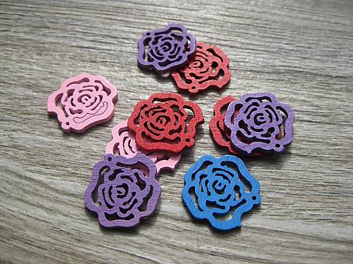 Polotovary - Drevený výrez kvet, ruža 2,5 cm - výber z viac farieb, 1 ks - 14831874_
