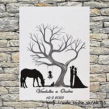 Obrazy - Svatební strom hostů srdcový č.2 30x40 - 14834491_