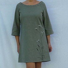 Šaty - Šaty ľanové jednoduché Čiernobiele trávy - 14836520_
