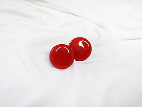 Náušnice - KRUH-ové napichovačky - červené- chirurgická oceľ  (24 mm) - 14835672_