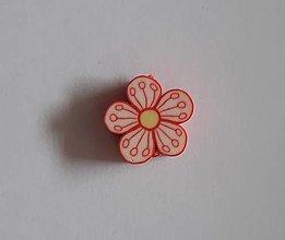 Korálky - Fimo kvety (Červený kvet) - 14835715_