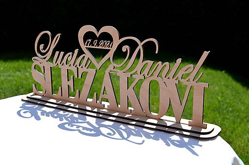 Tabuľky - Svadobný stojanček - Mená + Priezvisko - 14836664_