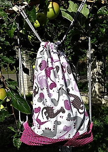 Detské tašky - Batoh "Ružový dino", vel. S - 14833965_