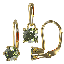 Sady šperkov - Sada pozlátených šperkov s vltavínom (náušnice a prívesok) - 14834080_