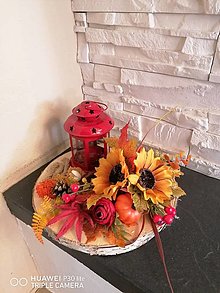 Dekorácie - Jesenný drevený svietnik s lampašom - 14835519_