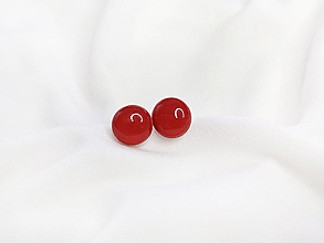 Náušnice - KRUH-ové napichovačky - chirurgická oceľ (9 mm) (Červená) - 14837230_