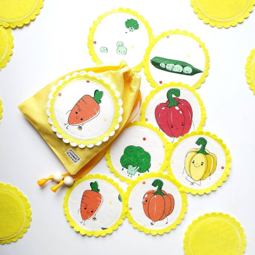 Hračky - LÁTKOVÉ PEXESO - Zelenina (14 kartičiek/7 párov) - 14839546_