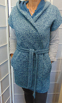 Vesty - Krátká vesta s páskem - barva mentolová S - XXL - 14837408_