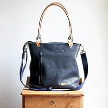 Veľké tašky - Kožená kabelka Klasik Daily *Midnight-blue* - 14839303_