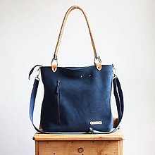 Veľké tašky - Kožená kabelka Klasik Daily *Cobalt Blue* - 14839403_