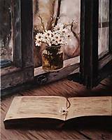 Obrazy - Obraz - Zátišie s knihou a kvetmi - 14839990_