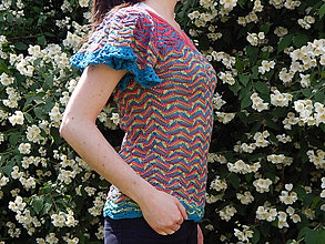 Topy, tričká, tielka - Pestrofarebný pletený top - 14841086_