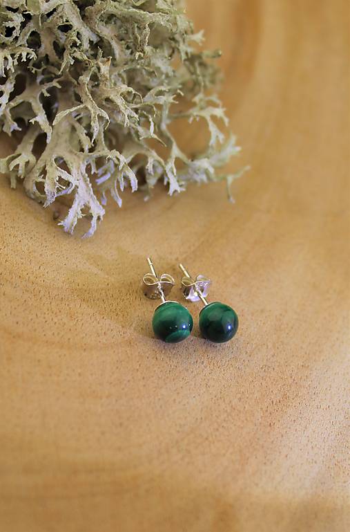 Náušnice - malachit náušnice napichovacie AKCIA! - 14840605_