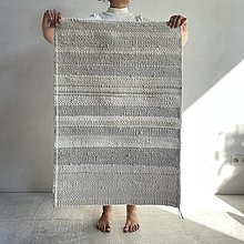 Úžitkový textil - Prírodný tkaný koberec FLUME 2, prírodna biela, 60x90 cm - 14839940_