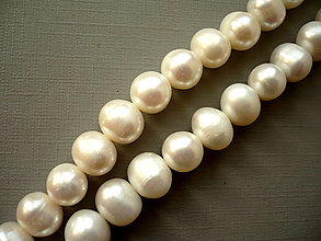 Minerály - Říční perly bílé - kulaté, 10 mm, 1 ks - 14840442_