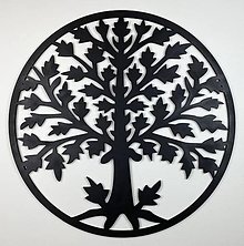 Dekorácie - Strom s dubovými lístkami - black - 14840143_