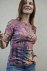 Topy, tričká, tielka - Dámske tričko s trojštvrťovým rukávom Les Jesenný - 14843759_