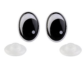 Galantéria - Bezpečnostné oči, 11x15 mm, bielo-čierne (cena za 1 pár) - 14843011_