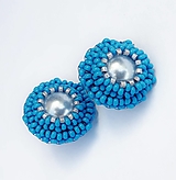 Náušnice - modré s perličkou /korálky/ - 14845211_